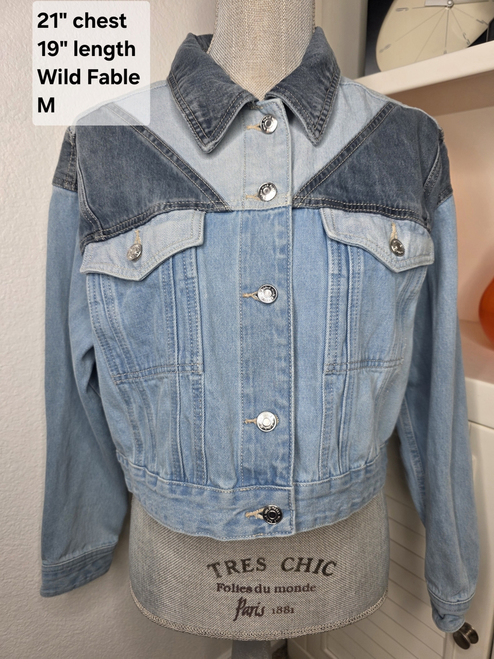 Wild Fable Women’s Two-Tone Light Wash Denim Jacket - Blue